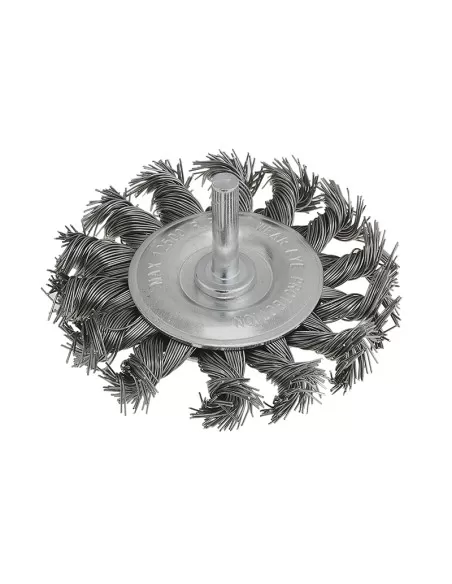 2 - Spazzola con gambo a mazzetti metallici ritorti 75 mm x trapano Fervi sgr075