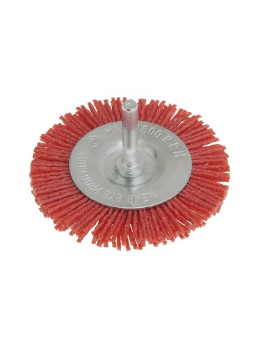 1 - Spazzola circolare in nylon rosso con gambo 75 mm x trapano Fervi sng075/080r