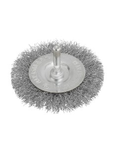 1 - Spazzola circolare 100 mm con fili in acciaio inox e gambo x trapano spessore 15mm