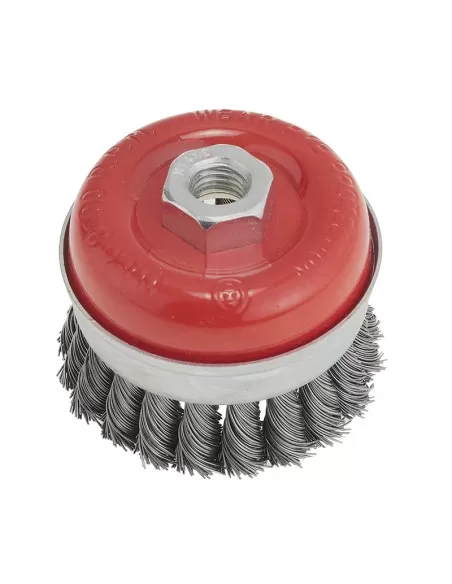 1 - Spazzola a tazza a filo metallico inox intrecciato 75 mm m14 x smerigliatrice