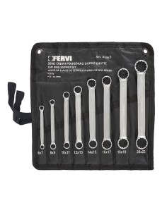 Set 8 pz chiavi poligonali piatte 6x7 - 20x22 mm Fervi 0134s