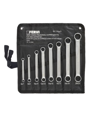 Set 8 pz chiavi poligonali piatte 6x7 - 20x22 mm Fervi 0134s