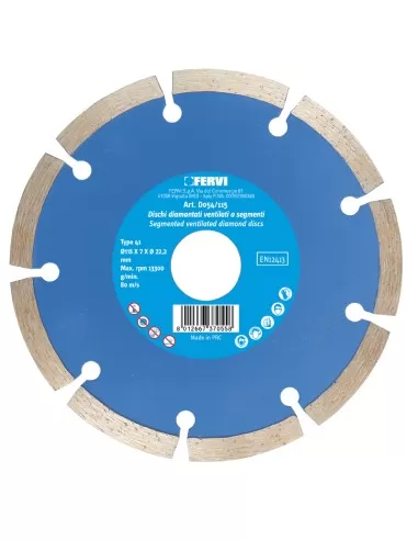 1 - Disco diamantato a settori per edilizia 115 mm Fervi d054/115