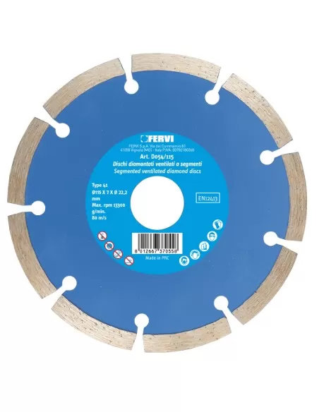 1 - Disco diamantato a settori per edilizia 115 mm Fervi d054/115