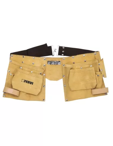 1 - Borsa installatore in pelle con cintuta Fervi 0264