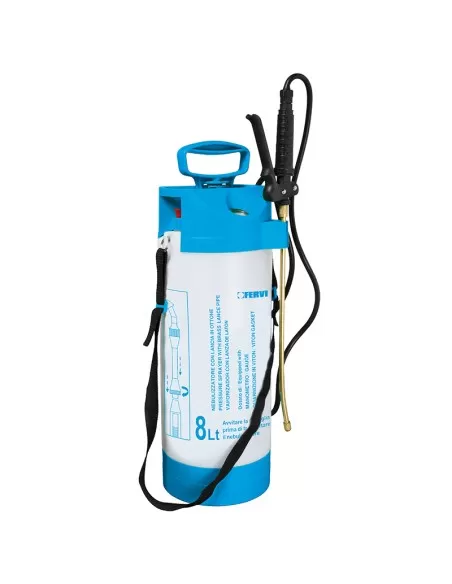 Nebulizzatore spruzzatore spruzzino con manometro 8l lancia in ottone Fervi 0303