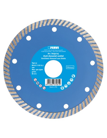 1 - Disco diamantato turbo 180 mm Fervi d055/180