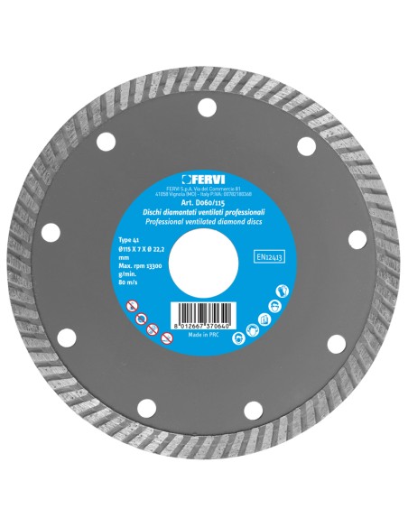 1 - Disco diamantato turbo 180 mm professionale Fervi d060/180