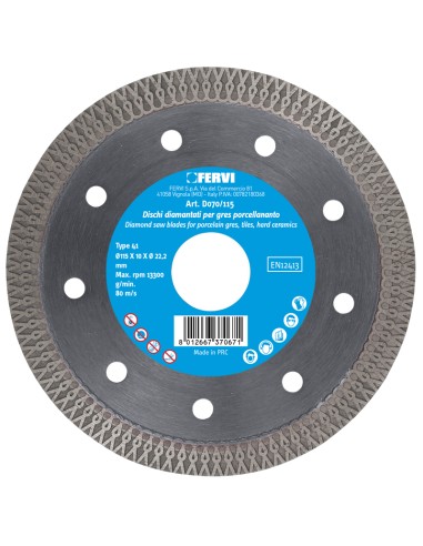 1 - Disco diamantato per gres procellanato professionale 180x22.2 mm Fervi d070/180
