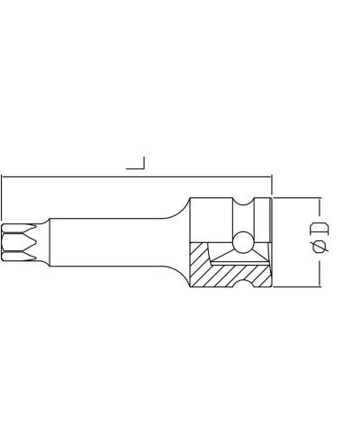 2 - Chiave a bussola torx maschio rinforzata t30 1/2 Fervi bi423l030