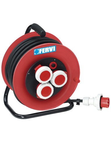 Avvolgicavo prolunga elettrica cavo 30 mt 4x2.5 industriale 380v Fervi a010/30t