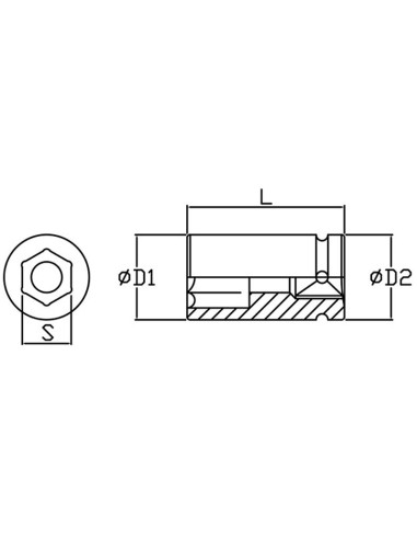 3 - Chiave a bussola rinforzata ad impatto 22 mm 1/2 Fervi bi4e3n022
