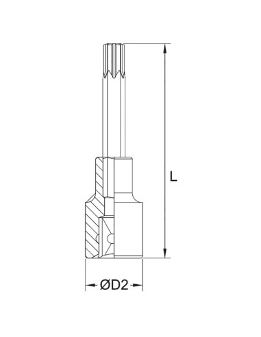 Chiave a bussola con inserto lungo torx t40 1/2 Fervi bn423l040a
