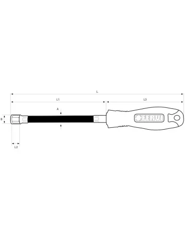 2 - Chiave a bussola con impugnatura flessible 9 mm Fervi cbf1/09