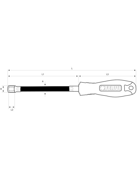 Chiave a bussola con impugnatura flessible 12 mm Fervi cbf1/12