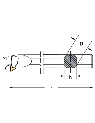Utensile per interno 93 gradi destro 40 mm x tornio metallo Fervi ckunr40