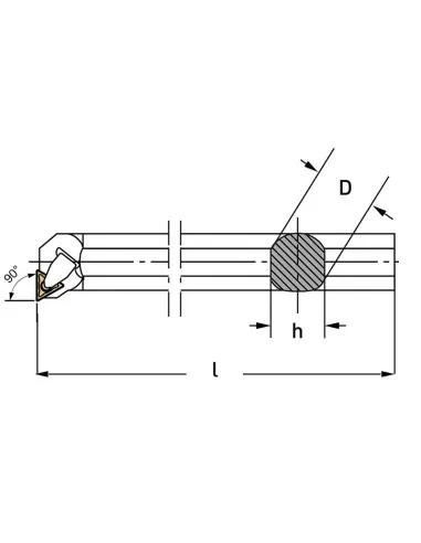 Utensile per interno 90 gradi destro 25 mm x tornio metallo Fervi ctfpr25