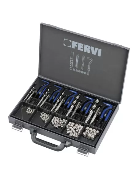 Kit assortimeno riparazione filetti bsw 1/4-1/2 inox 115 pz Fervi e011/bsw