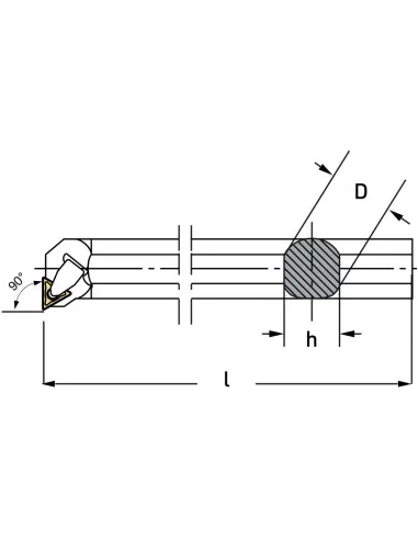 Utensile per interno 90 gradi destro 25 mm x tornio metallo Fervi mtfnr25