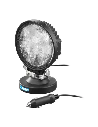 Faro a led tondo 12-24v con base magnetica x auto 6 x 3w Fervi 0713/18