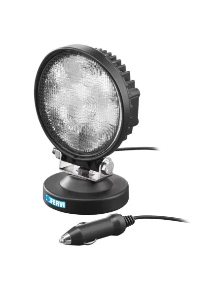 Faro a led tondo 12-24v con base magnetica x auto 6 x 3w Fervi 0713/18