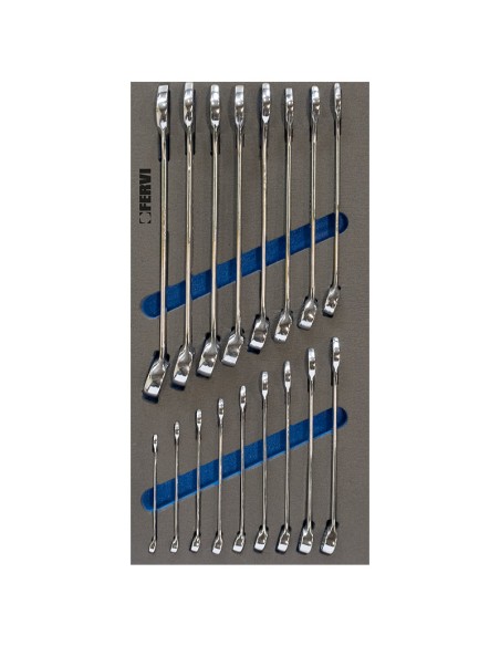 Serie 17 chiavi combinate 6-22 mm in termoformato morbido Fervi tm01/002