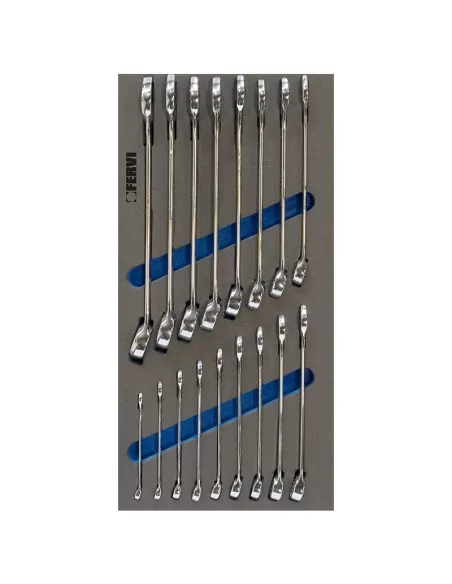 1 - Serie 17 chiavi combinate 6-22 mm in termoformato morbido Fervi tm01/002