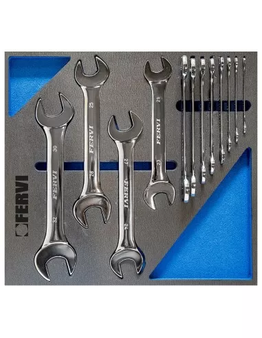 1 - Serie 12 chiavi fisse lucide 6/7-30/32 mm in termoformato morbido Fervi tm01/006