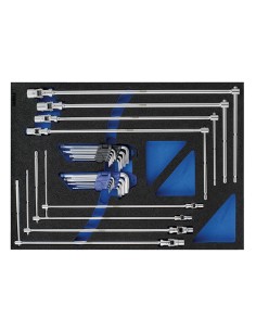 Serie chiavi a t con bussola 7-19 mm in termoformato morbido Fervi tm01/011