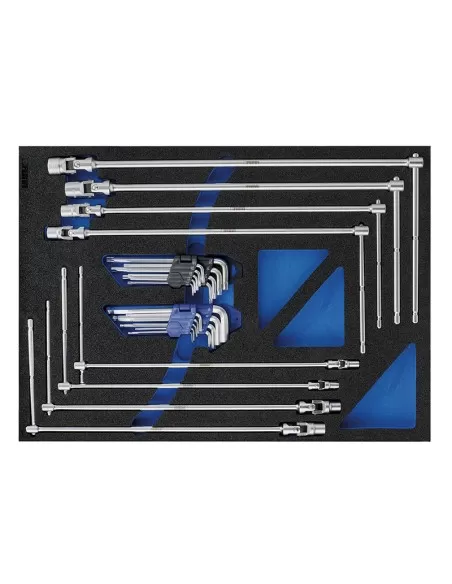 1 - Serie chiavi a t con bussola 7-19 mm in termoformato morbido Fervi tm01/011 1 - Serie chiavi a t con bussola 7-19 mm in termoformato morbido Fervi tm01/011