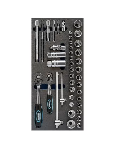 1 - Serie 42 chiavi a bussola 1/4-3/8 in termoformato morbido Fervi tm01/024