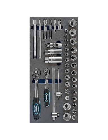 Serie 42 chiavi a bussola 1/4-3/8 in termoformato morbido Fervi tm01/025