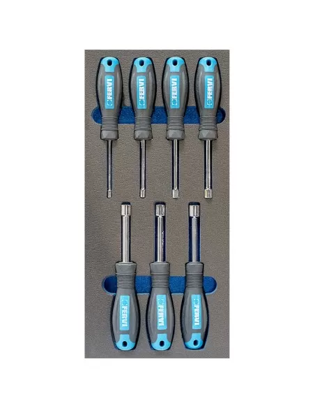 1 - Serie 7 cacciaviti a bussola 55-13 mm in termoformato morbido Fervi tm01/027 1 - Serie 7 cacciaviti a bussola 55-13 mm in termoformato morbido Fervi tm01/027