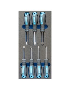 Serie 7 cacciaviti a bussola 55-13 mm in termoformato morbido Fervi tm01/028