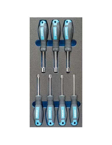 1 - Serie 7 cacciaviti a bussola 55-13 mm in termoformato morbido Fervi tm01/028