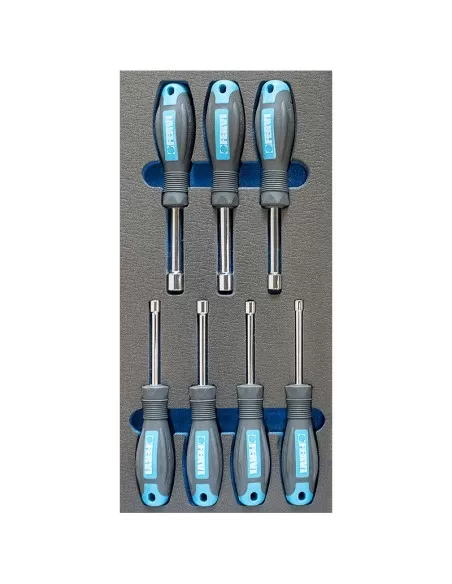 1 - Serie 7 cacciaviti a bussola 55-13 mm in termoformato morbido Fervi tm01/028