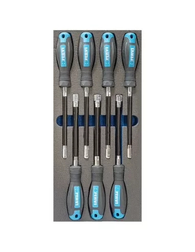 1 - Serie 7 cacciaviti a bussola 55-13 mm in termoformato morbido Fervi tm01/029