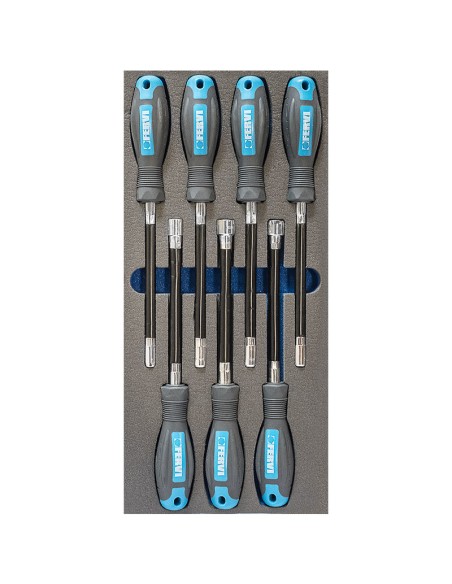 Serie 7 cacciaviti a bussola 55-13 mm in termoformato morbido Fervi tm01/029