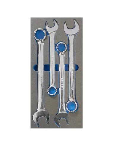 1 - Serie 4 chiavi combinate lucide 24-32 mm in termoformato morbido Fervi tm01/033