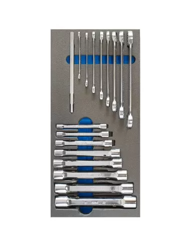 1 - Serie 16 chiavi a tubo e poligonali in termoformato morbido Fervi tm01/036