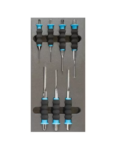 1 - Serie 7 cacciaspine con paramano 2-8 mm in termoformato morbido Fervi tm01/037