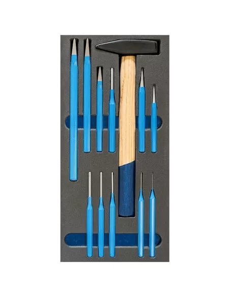 1 - Serie martello cacciaspine e bulini in termoformato morbido Fervi tm01/038 1 - Serie martello cacciaspine e bulini in termoformato morbido Fervi tm01/038