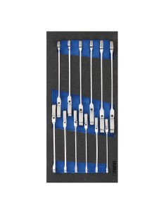 Serie 12 chiavi a cricchetto 8-19 mm in termoformato morbido Fervi tm01/056