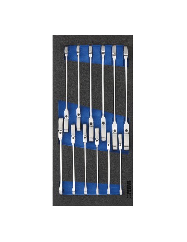 Serie 12 chiavi a cricchetto 8-19 mm in termoformato morbido Fervi tm01/056