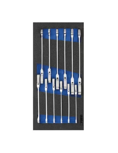 1 - Serie 12 chiavi a cricchetto 8-19 mm in termoformato morbido Fervi tm01/056