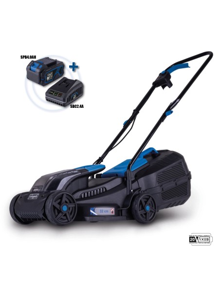 Rasaerba 20v 32cm 1 batteria 4.0Ah + caricabatteria ixes Scheppach bc-mp320-x