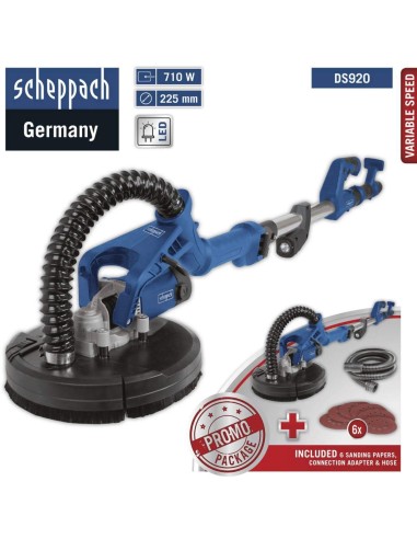 Levigatrice da muro telescopica 710w disco 225mm Scheppach ds920