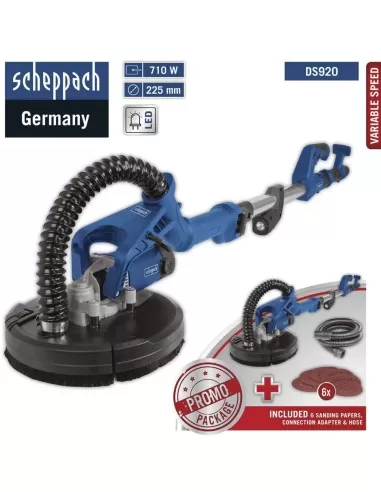 Levigatrice da muro telescopica 710w disco 225mm Scheppach ds920