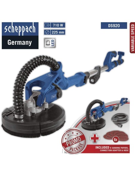 Levigatrice da muro telescopica 710w disco 225mm Scheppach ds920