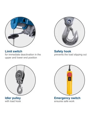 Paranco montacarichi elettrico 400 kg 800w Scheppach hrs500